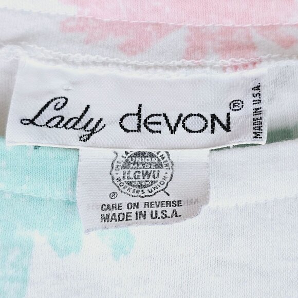 Vintage 70's Lady Devon Pastel Leaf Splotch Short Waisted Top, Sz 1X - Picture 4 of 5